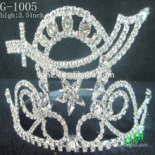 New design fashion beauty crown rhinestone kids crown hair clips